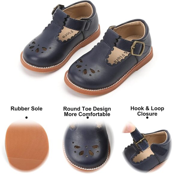 Toddler Little Girl Mary Jane Dress Shoes B366-navy Blue - Picture 4 of 6